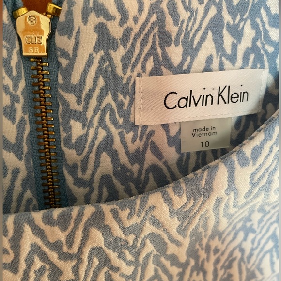 New without tags Calvin Klein Elegant Blue Patterned Sleeveless Dress Size 10 - Picture 3 of 10